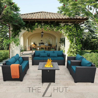 Rattaner 5-Piece Patio Furniture Sofa Set Outdoor Wicker Sectional Couch with Storage Table Non-Slip Cushions Furniture Covers, Grey THE Z HUT