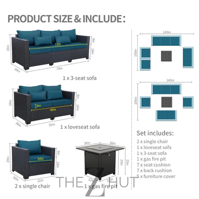 Rattaner 5-Piece Patio Furniture Sofa Set Outdoor Wicker Sectional Couch with Storage Table Non-Slip Cushions Furniture Covers, Grey THE Z HUT