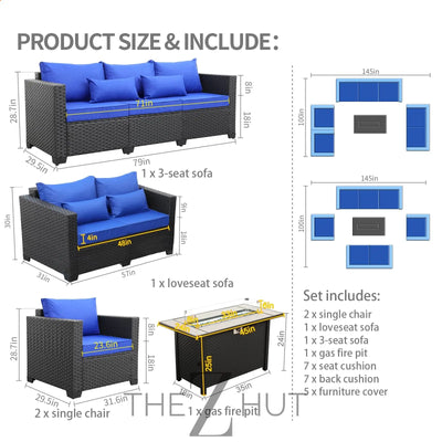 Rattaner 5-Piece Patio Furniture Sofa Set Outdoor Wicker Sectional Couch with Storage Table Non-Slip Cushions Furniture Covers, Grey THE Z HUT
