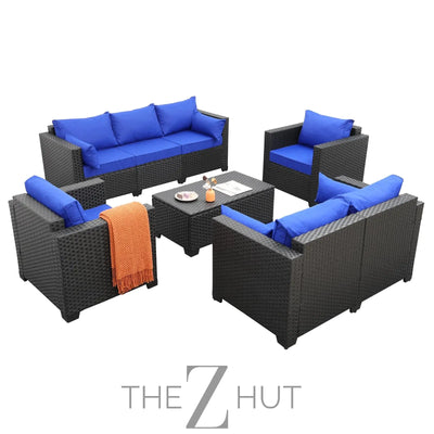 Rattaner 5-Piece Patio Furniture Sofa Set Outdoor Wicker Sectional Couch with Storage Table Non-Slip Cushions Furniture Covers, Grey THE Z HUT