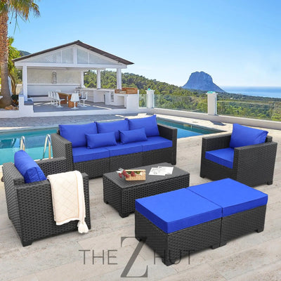 Rattaner Patio Wicker Furniture Set 6 Pieces Outdoor HDPE Wicker Conversation Couch Sectional Chair Sofa Set with Grey Cushions THE Z HUT