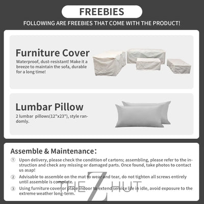 Rattaner Patio Wicker Furniture Set 6 Pieces Outdoor HDPE Wicker Conversation Couch Sectional Chair Sofa Set with Grey Cushions THE Z HUT