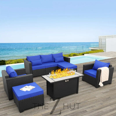 Rattaner Patio Wicker Furniture Set 6 Pieces Outdoor HDPE Wicker Conversation Couch Sectional Chair Sofa Set with Grey Cushions THE Z HUT