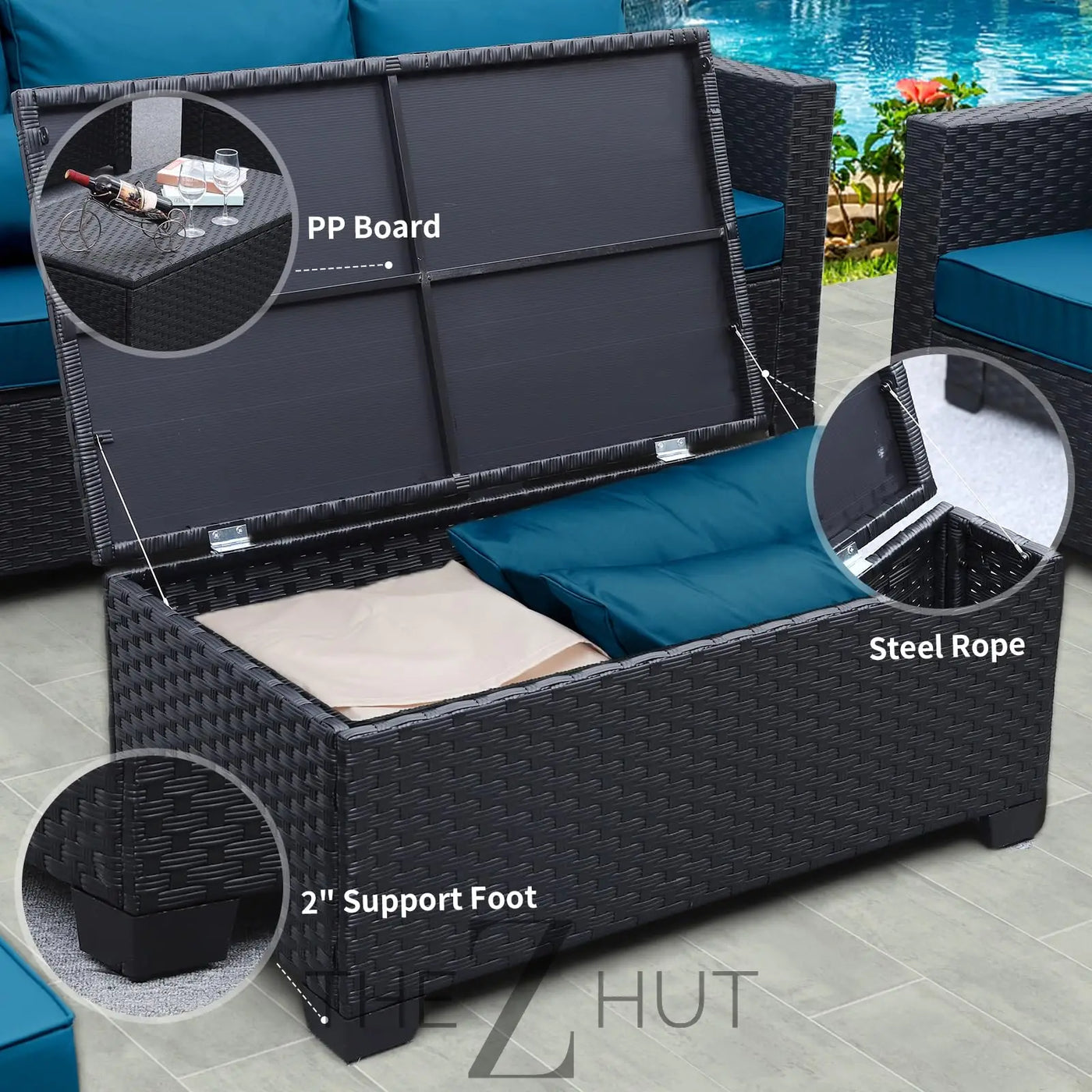 Rattaner Patio Wicker Furniture Set 6 Pieces Outdoor HDPE Wicker Conversation Couch Sectional Chair Sofa Set with Grey Cushions THE Z HUT