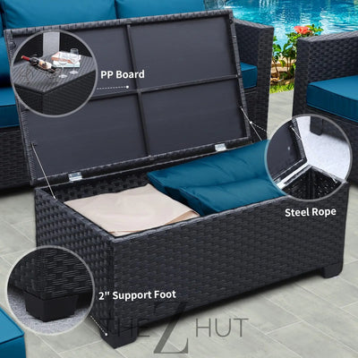 Rattaner Patio Wicker Furniture Set 6 Pieces Outdoor HDPE Wicker Conversation Couch Sectional Chair Sofa Set with Grey Cushions THE Z HUT
