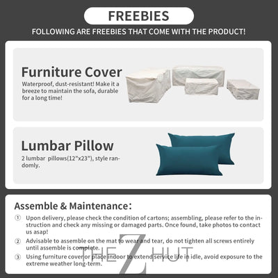 Rattaner Patio Wicker Furniture Set 6 Pieces Outdoor HDPE Wicker Conversation Couch Sectional Chair Sofa Set with Grey Cushions THE Z HUT