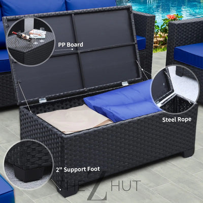 Rattaner Patio Wicker Furniture Set 6 Pieces Outdoor HDPE Wicker Conversation Couch Sectional Chair Sofa Set with Grey Cushions THE Z HUT