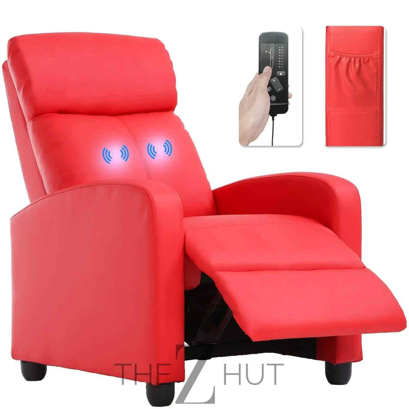 Recliner Chair for Living Room Massage Reading Sofa Home Theater Seating Modern Reclining Easy Lounge with PU Leather Padded Seat Backrest (Black) THE Z HUT
