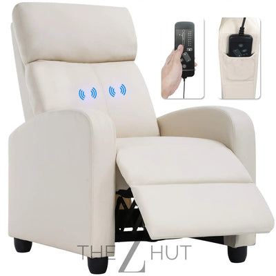 Recliner Chair for Living Room Massage Reading Sofa Home Theater Seating Modern Reclining Easy Lounge with PU Leather Padded Seat Backrest (Black) THE Z HUT