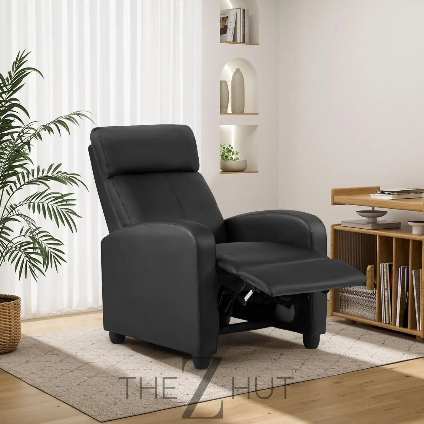 Recliner Chair for Living Room Massage Reading Sofa Home Theater Seating Modern Reclining Easy Lounge with PU Leather Padded Seat Backrest (Black) THE Z HUT