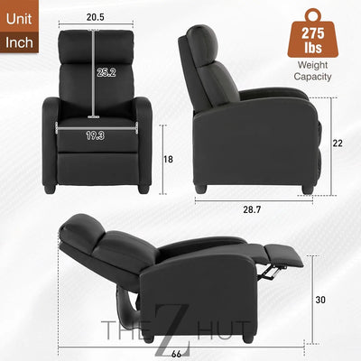 Recliner Chair for Living Room Massage Reading Sofa Home Theater Seating Modern Reclining Easy Lounge with PU Leather Padded Seat Backrest (Black) THE Z HUT