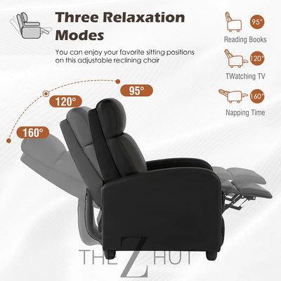 Recliner Chair for Living Room Massage Reading Sofa Home Theater Seating Modern Reclining Easy Lounge with PU Leather Padded Seat Backrest (Black) THE Z HUT