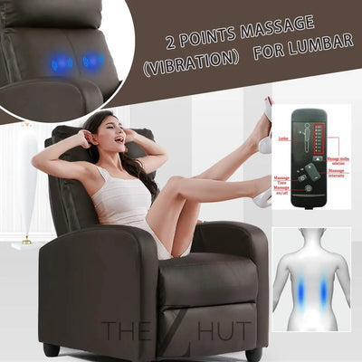 Recliner Chair for Living Room Massage Reading Sofa Home Theater Seating Modern Reclining Easy Lounge with PU Leather Padded Seat Backrest (Black) THE Z HUT
