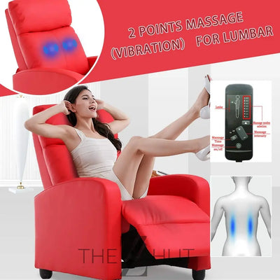 Recliner Chair for Living Room Massage Reading Sofa Home Theater Seating Modern Reclining Easy Lounge with PU Leather Padded Seat Backrest (Black) THE Z HUT