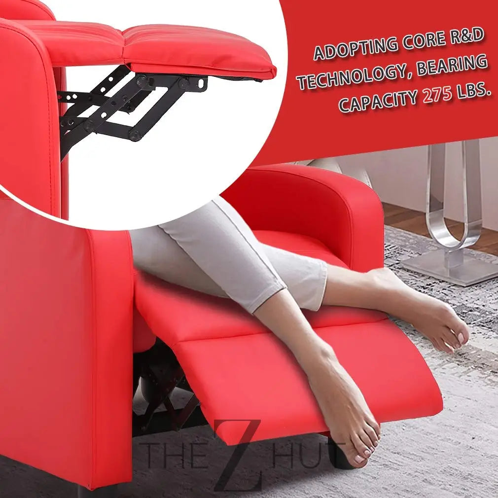 Recliner Chair for Living Room Massage Reading Sofa Home Theater Seating Modern Reclining Easy Lounge with PU Leather Padded Seat Backrest (Black) THE Z HUT