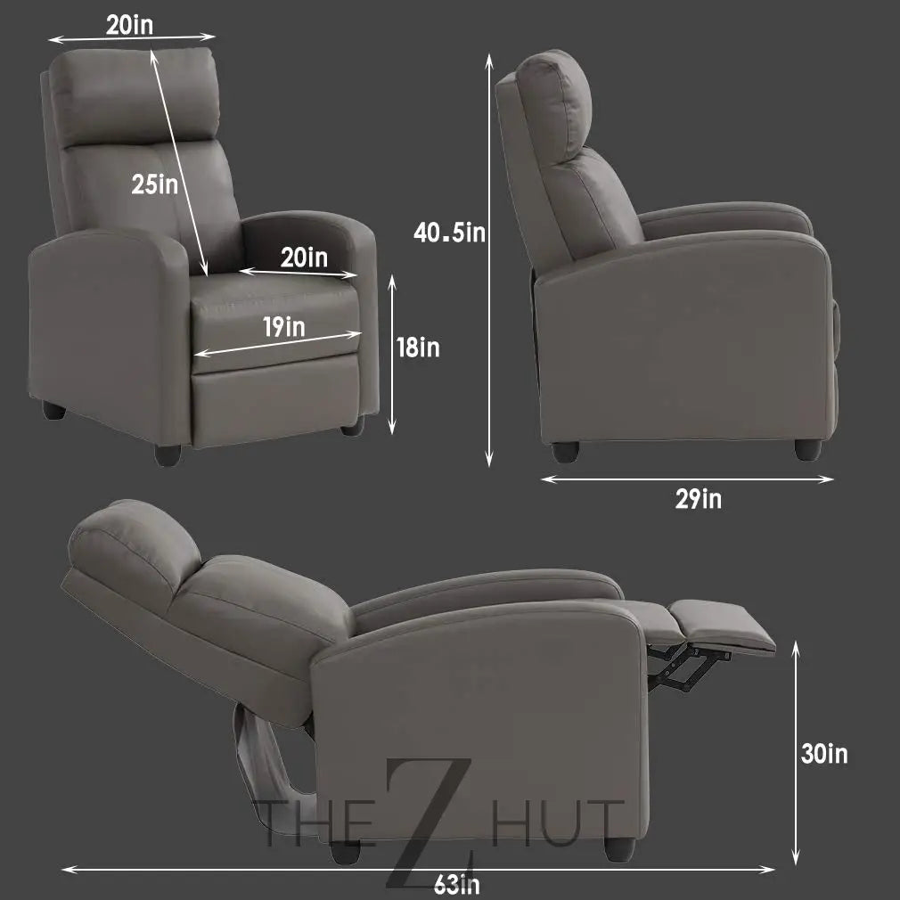 Recliner Chair for Living Room Massage Reading Sofa Home Theater Seating Modern Reclining Easy Lounge with PU Leather Padded Seat Backrest (Black) THE Z HUT