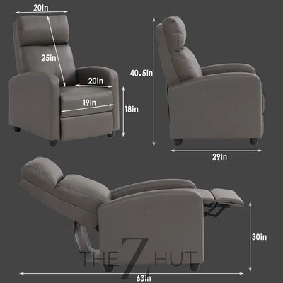 Recliner Chair for Living Room Massage Reading Sofa Home Theater Seating Modern Reclining Easy Lounge with PU Leather Padded Seat Backrest (Black) THE Z HUT