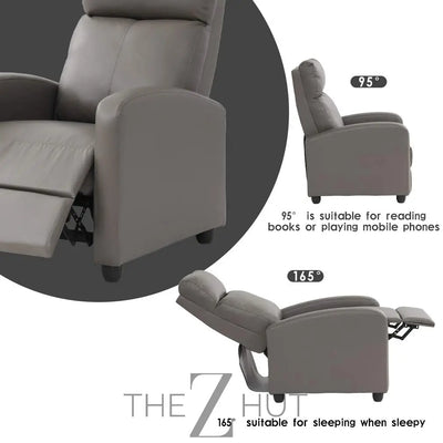 Recliner Chair for Living Room Massage Reading Sofa Home Theater Seating Modern Reclining Easy Lounge with PU Leather Padded Seat Backrest (Black) THE Z HUT