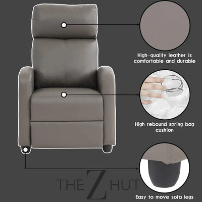 Recliner Chair for Living Room Massage Reading Sofa Home Theater Seating Modern Reclining Easy Lounge with PU Leather Padded Seat Backrest (Black) THE Z HUT