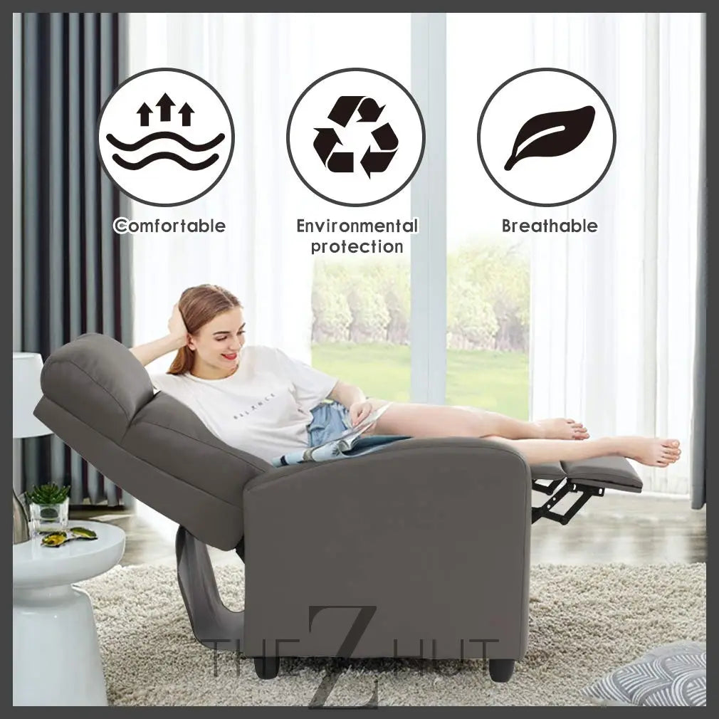 Recliner Chair for Living Room Massage Reading Sofa Home Theater Seating Modern Reclining Easy Lounge with PU Leather Padded Seat Backrest (Black) THE Z HUT