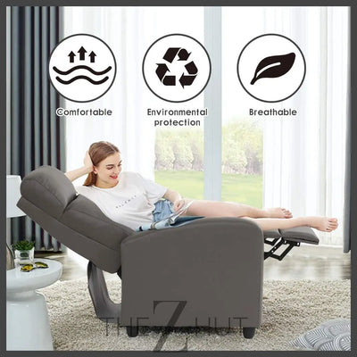 Recliner Chair for Living Room Massage Reading Sofa Home Theater Seating Modern Reclining Easy Lounge with PU Leather Padded Seat Backrest (Black) THE Z HUT
