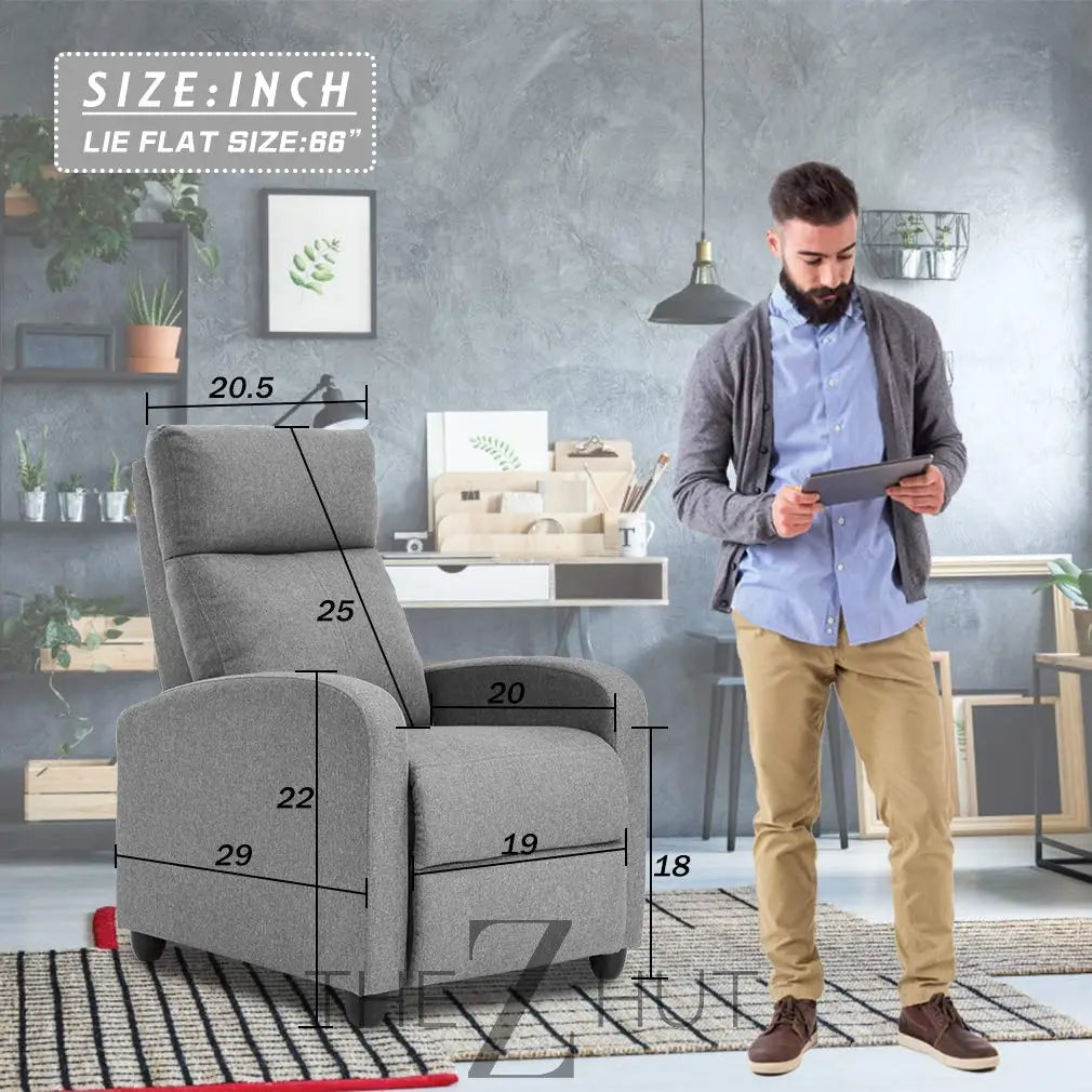 Recliner Chair for Living Room Massage Reading Sofa Home Theater Seating Modern Reclining Easy Lounge with PU Leather Padded Seat Backrest (Black) THE Z HUT