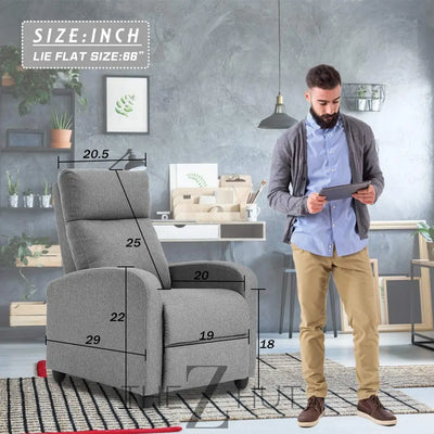 Recliner Chair for Living Room Massage Reading Sofa Home Theater Seating Modern Reclining Easy Lounge with PU Leather Padded Seat Backrest (Black) THE Z HUT