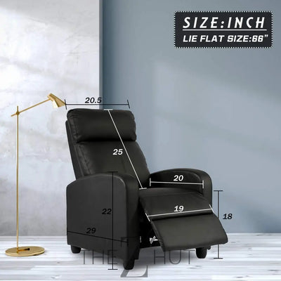 Recliner Chair for Living Room Massage Reading Sofa Home Theater Seating Modern Reclining Easy Lounge with PU Leather Padded Seat Backrest (Black) THE Z HUT