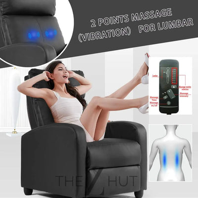 Recliner Chair for Living Room Massage Reading Sofa Home Theater Seating Modern Reclining Easy Lounge with PU Leather Padded Seat Backrest (Black) THE Z HUT