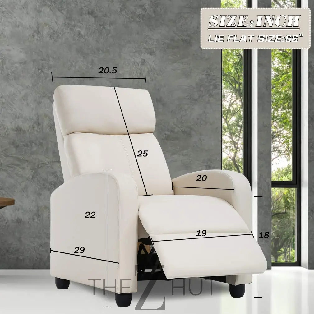 Recliner Chair for Living Room Massage Reading Sofa Home Theater Seating Modern Reclining Easy Lounge with PU Leather Padded Seat Backrest (Black) THE Z HUT