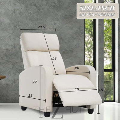 Recliner Chair for Living Room Massage Reading Sofa Home Theater Seating Modern Reclining Easy Lounge with PU Leather Padded Seat Backrest (Black) THE Z HUT