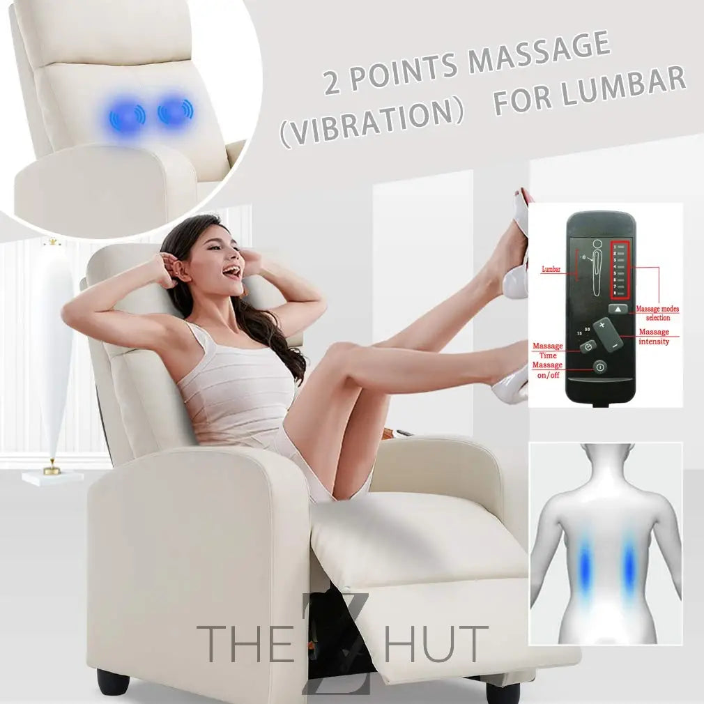 Recliner Chair for Living Room Massage Reading Sofa Home Theater Seating Modern Reclining Easy Lounge with PU Leather Padded Seat Backrest (Black) THE Z HUT