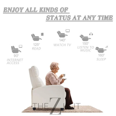 Recliner Chair for Living Room Massage Reading Sofa Home Theater Seating Modern Reclining Easy Lounge with PU Leather Padded Seat Backrest (Black) THE Z HUT