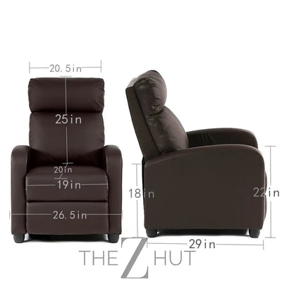 Recliner Chair for Living Room Massage Reading Sofa Home Theater Seating Modern Reclining Easy Lounge with PU Leather Padded Seat Backrest (Black) THE Z HUT