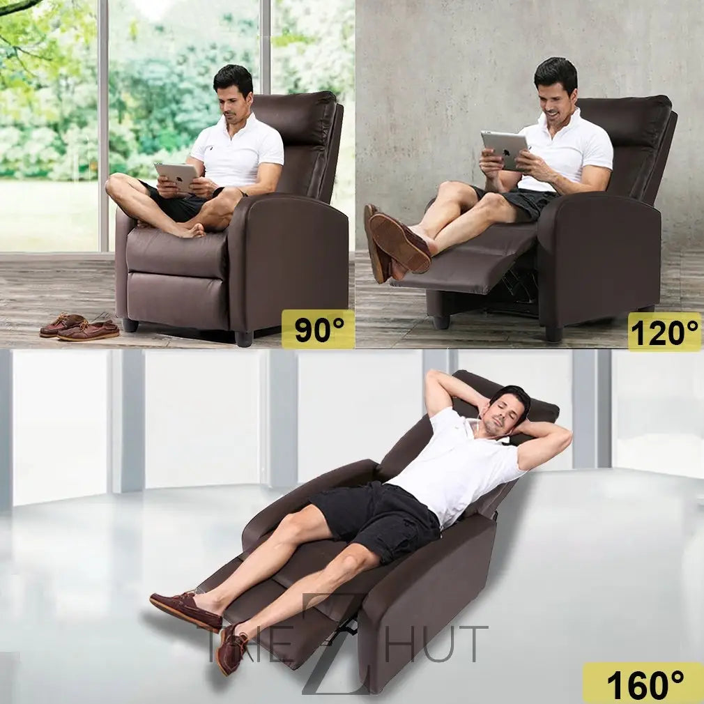 Recliner Chair for Living Room Massage Reading Sofa Home Theater Seating Modern Reclining Easy Lounge with PU Leather Padded Seat Backrest (Black) THE Z HUT