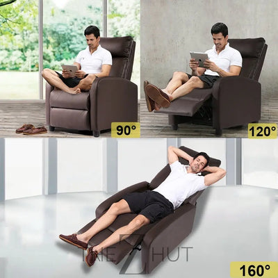 Recliner Chair for Living Room Massage Reading Sofa Home Theater Seating Modern Reclining Easy Lounge with PU Leather Padded Seat Backrest (Black) THE Z HUT