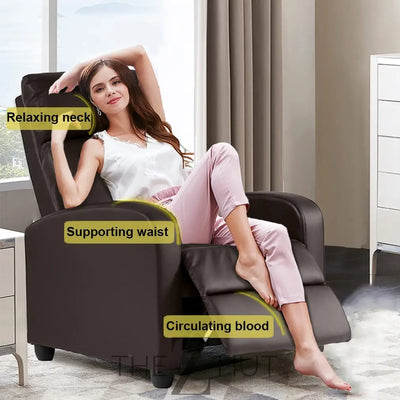 Recliner Chair for Living Room Massage Reading Sofa Home Theater Seating Modern Reclining Easy Lounge with PU Leather Padded Seat Backrest (Black) THE Z HUT
