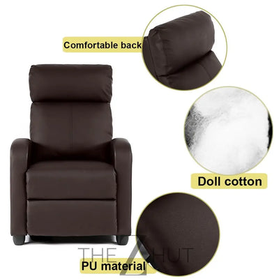 Recliner Chair for Living Room Massage Reading Sofa Home Theater Seating Modern Reclining Easy Lounge with PU Leather Padded Seat Backrest (Black) THE Z HUT