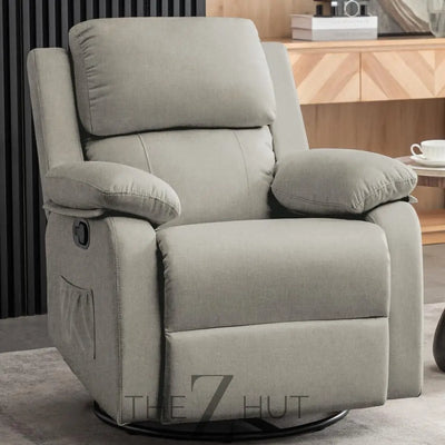Recliner Chair, 360 Swivel Rocker Chair for Adults, Small Rocking Recliner Chair for Small Spaces, Upholstered Fabric Glider Recliner Nursery Chair with Side Pockets for Living Room, Nursery THE Z HUT