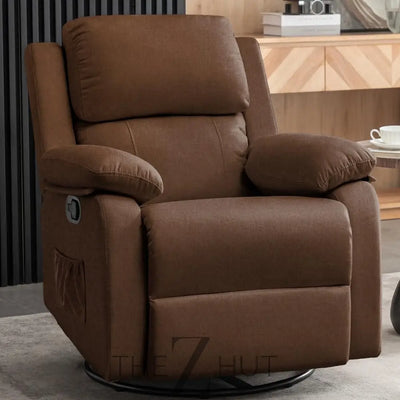 Recliner Chair, 360 Swivel Rocker Chair for Adults, Small Rocking Recliner Chair for Small Spaces, Upholstered Fabric Glider Recliner Nursery Chair with Side Pockets for Living Room, Nursery THE Z HUT
