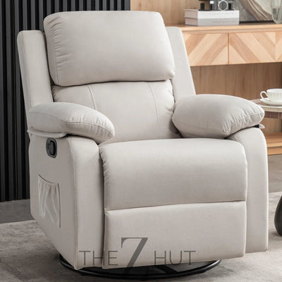 Recliner Chair, 360 Swivel Rocker Chair for Adults, Small Rocking Recliner Chair for Small Spaces, Upholstered Fabric Glider Recliner Nursery Chair with Side Pockets for Living Room, Nursery THE Z HUT