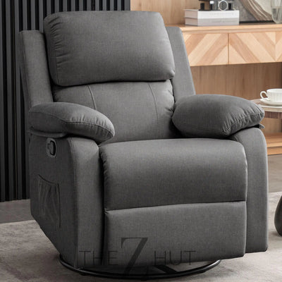 Recliner Chair, 360 Swivel Rocker Chair for Adults, Small Rocking Recliner Chair for Small Spaces, Upholstered Fabric Glider Recliner Nursery Chair with Side Pockets for Living Room, Nursery THE Z HUT