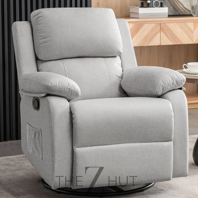 Recliner Chair, 360 Swivel Rocker Chair for Adults, Small Rocking Recliner Chair for Small Spaces, Upholstered Fabric Glider Recliner Nursery Chair with Side Pockets for Living Room, Nursery THE Z HUT
