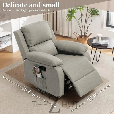 Recliner Chair, 360 Swivel Rocker Chair for Adults, Small Rocking Recliner Chair for Small Spaces, Upholstered Fabric Glider Recliner Nursery Chair with Side Pockets for Living Room, Nursery THE Z HUT