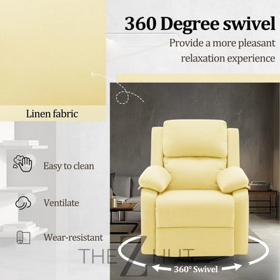 Recliner Chair, 360 Swivel Rocker Chair for Adults, Small Rocking Recliner Chair for Small Spaces, Upholstered Fabric Glider Recliner Nursery Chair with Side Pockets for Living Room, Nursery THE Z HUT