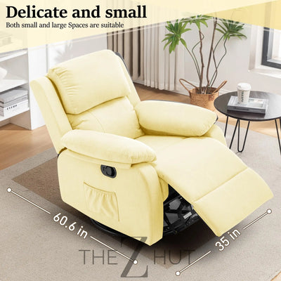 Recliner Chair, 360 Swivel Rocker Chair for Adults, Small Rocking Recliner Chair for Small Spaces, Upholstered Fabric Glider Recliner Nursery Chair with Side Pockets for Living Room, Nursery THE Z HUT