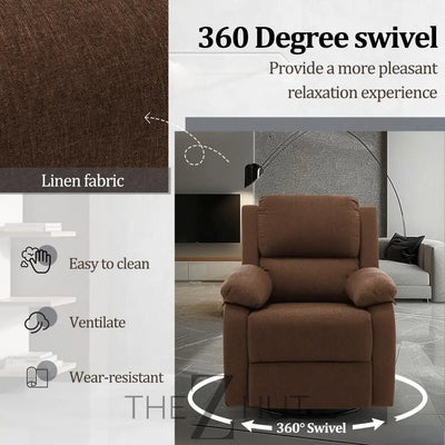 Recliner Chair, 360 Swivel Rocker Chair for Adults, Small Rocking Recliner Chair for Small Spaces, Upholstered Fabric Glider Recliner Nursery Chair with Side Pockets for Living Room, Nursery THE Z HUT
