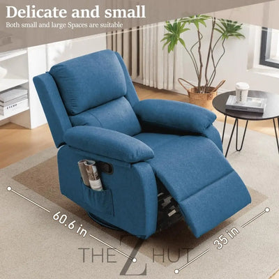 Recliner Chair, 360 Swivel Rocker Chair for Adults, Small Rocking Recliner Chair for Small Spaces, Upholstered Fabric Glider Recliner Nursery Chair with Side Pockets for Living Room, Nursery THE Z HUT