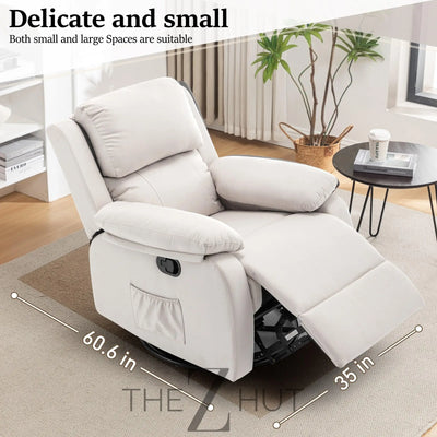 Recliner Chair, 360 Swivel Rocker Chair for Adults, Small Rocking Recliner Chair for Small Spaces, Upholstered Fabric Glider Recliner Nursery Chair with Side Pockets for Living Room, Nursery THE Z HUT