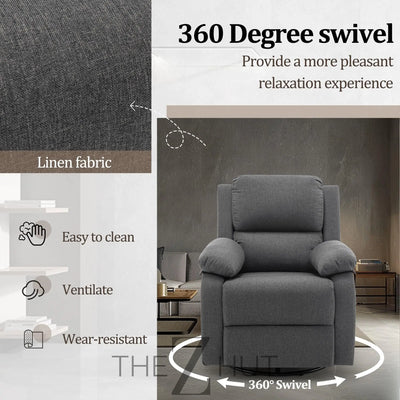 Recliner Chair, 360 Swivel Rocker Chair for Adults, Small Rocking Recliner Chair for Small Spaces, Upholstered Fabric Glider Recliner Nursery Chair with Side Pockets for Living Room, Nursery THE Z HUT
